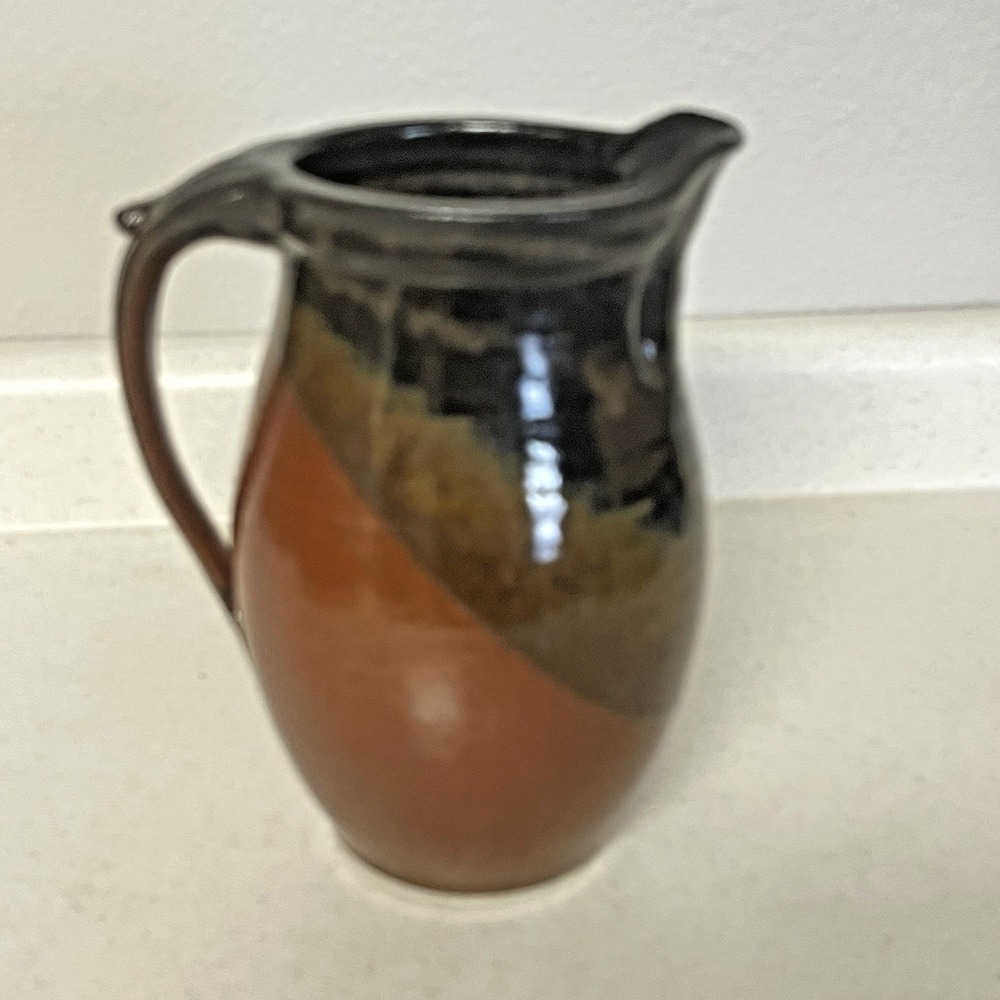 Stoneware‎ Pottery Signed By Val Neumann Pitcher Hand Thrown Earth Tones - Picture 2 of 12